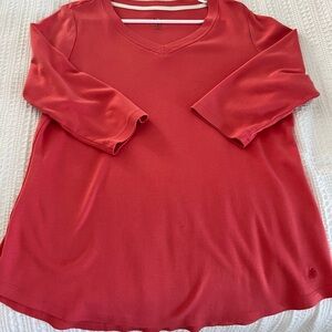 Women's Coral V-Neck Top